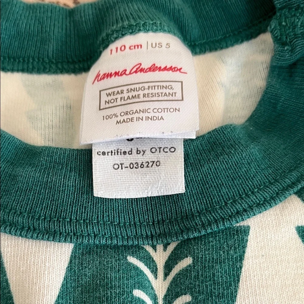 Hanna Andersson striped long sleeved Pajamas Green Christmas Tree Print  S 5